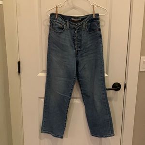 Straight Leg Button Rise Jeans